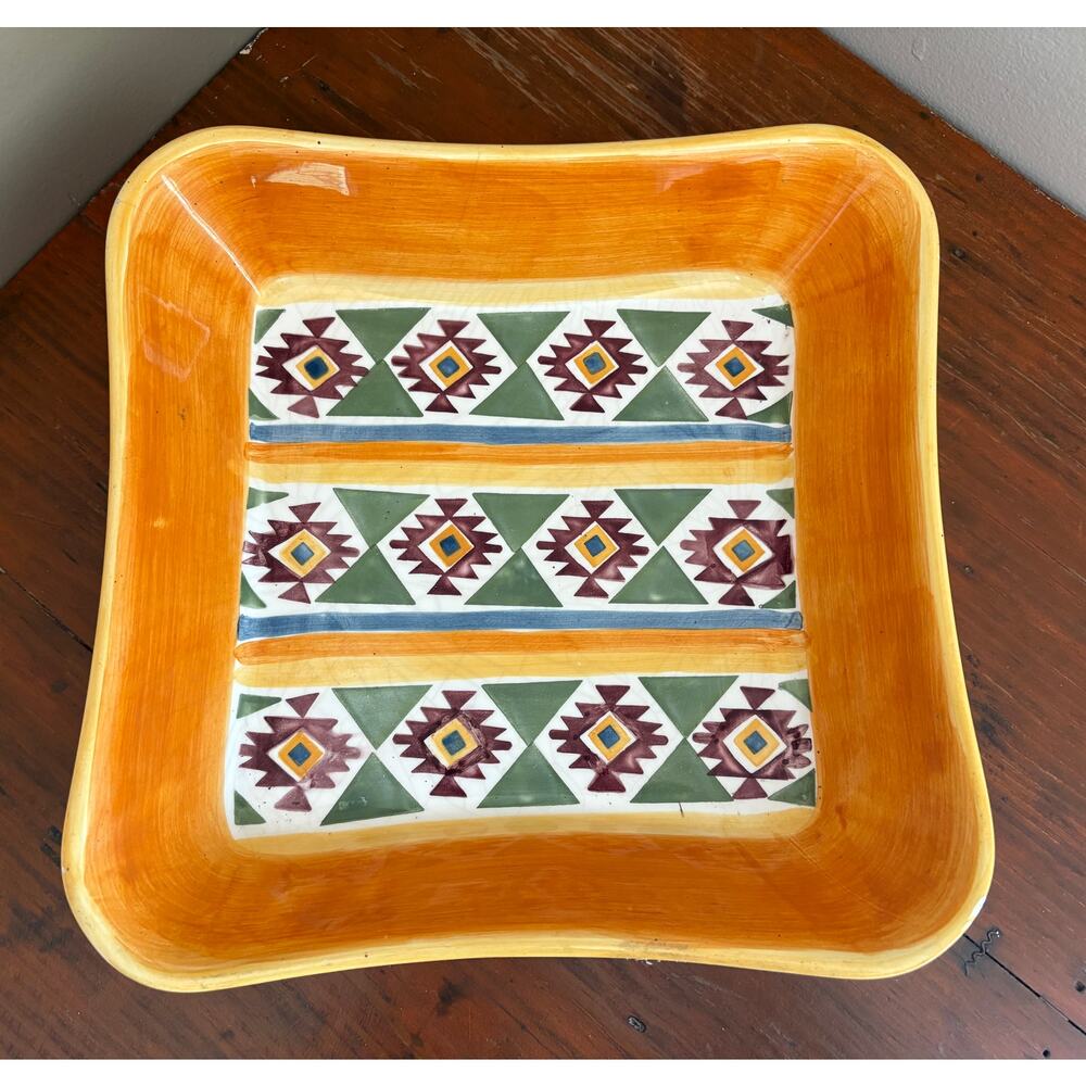 Large Southwest Style Preferred Stock Ceramic Dishes Serving Dish 12” x 12”